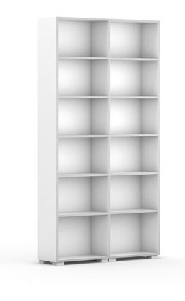 Fotografia produktu: Knižnica SILVER LINE, 2 stĺpce, 2230 x 1200 x 400 mm, biela