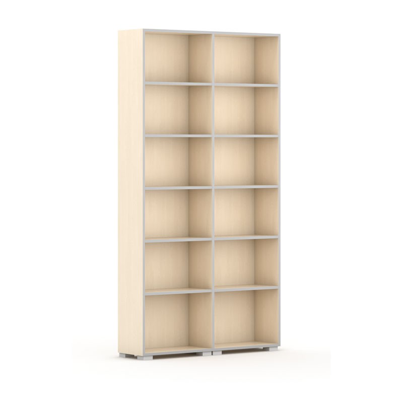 Fotografia produktu: Knižnica SILVER LINE, 2 stĺpce, 2230 x 1200 x 400 mm, breza