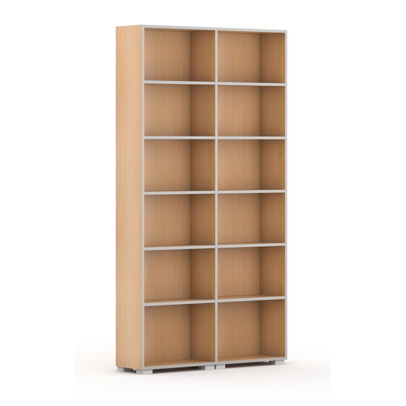 Fotografia produktu: Knižnica SILVER LINE, 2 stĺpce, 2230 x 1200 x 400 mm, buk