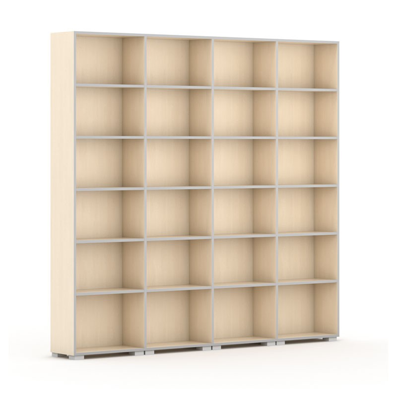 Fotografia produktu: Knižnica SILVER LINE, 4 stĺpce, 2230 x 2400 x 400 mm, breza
