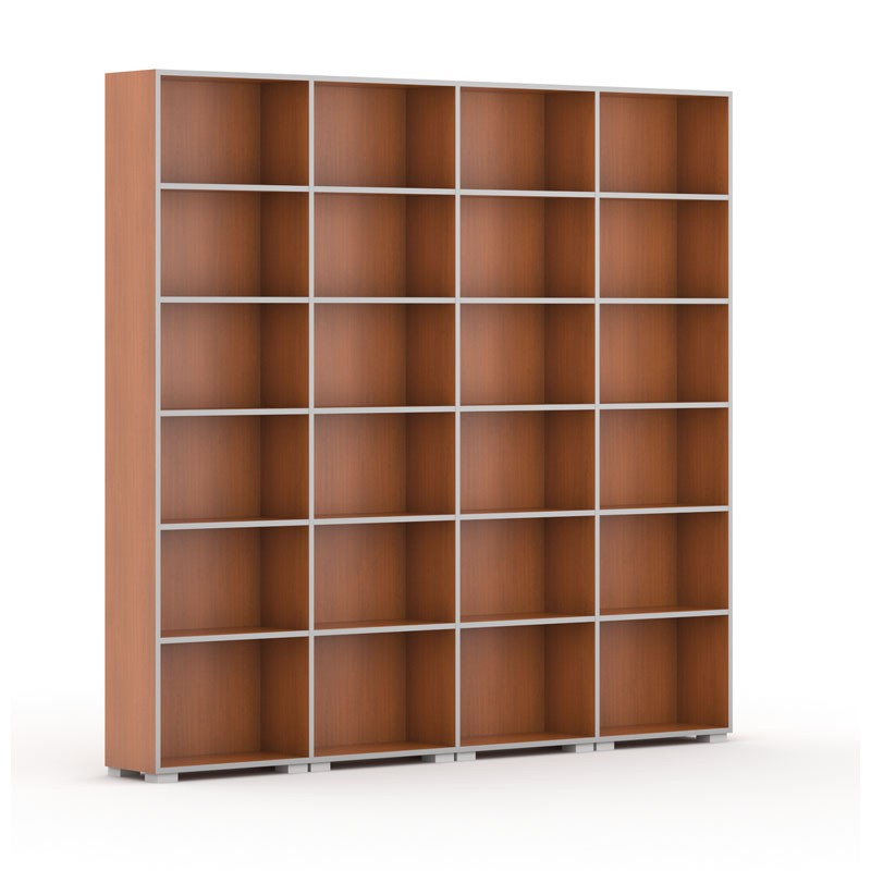 Fotografia produktu: Knižnica SILVER LINE, 4 stĺpce, 2230 x 2400 x 400 mm, čerešňa