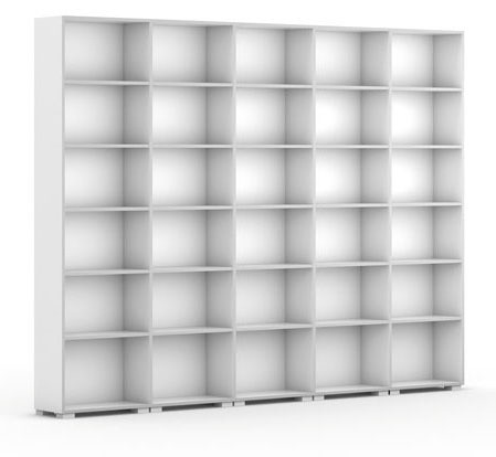 Fotografia produktu: Knižnica SILVER LINE, 5 stĺpcov, 2230 x 3000 x 400 mm, biela