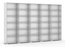 Knižnica SILVER LINE, 5 stĺpcov, 2230 x 4000 x 400 mm, biela