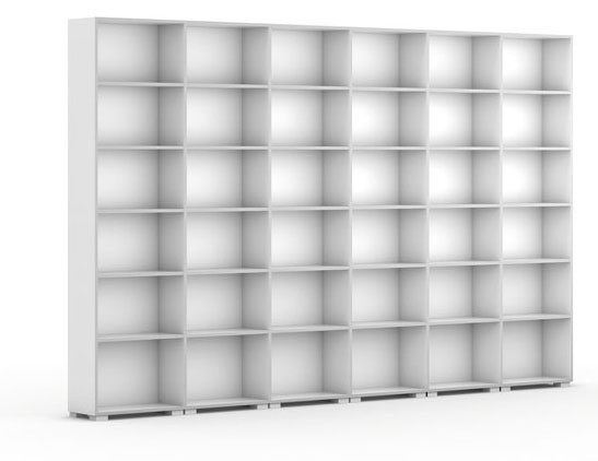 Fotografia produktu: Knižnica SILVER LINE, 6 stĺpcov, 2230 x 3600 x 400 mm, biela