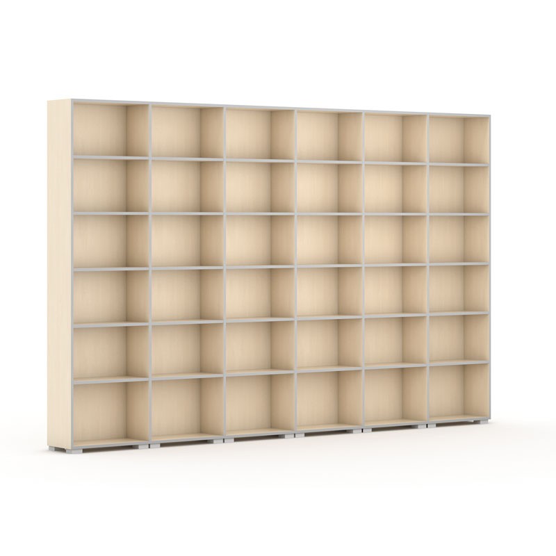 Fotografia produktu: Knižnica SILVER LINE, 6 stĺpcov, 2230 x 3600 x 400 mm, breza