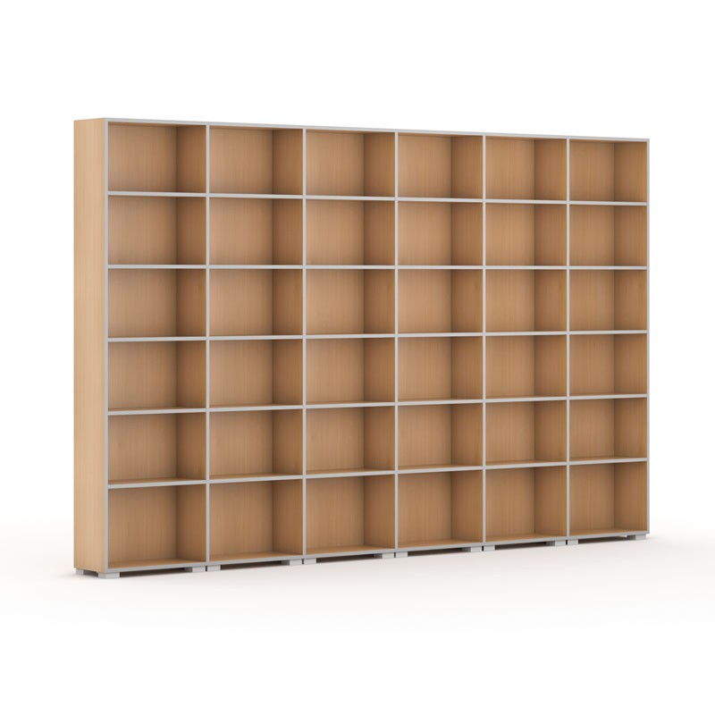 Fotografia produktu: Knižnica SILVER LINE, 6 stĺpcov, 2230 x 3600 x 400 mm, buk