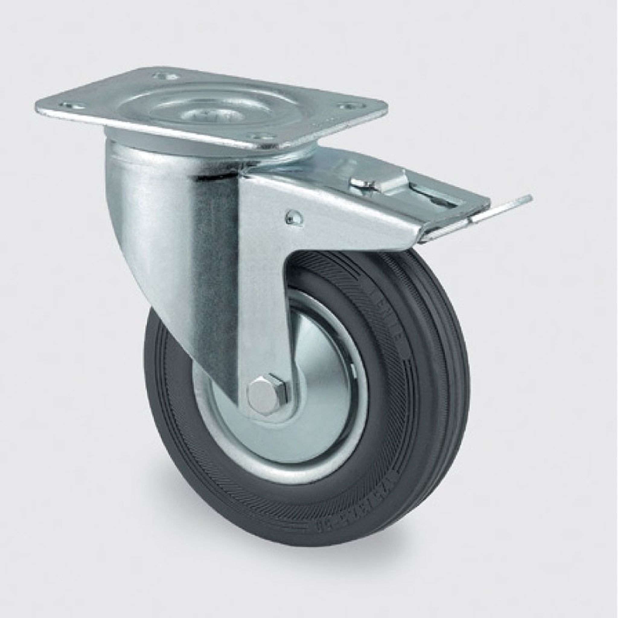 Koło TENTE transportowe z osłoną 125 mm, skrętne z hamulcem, guma czarna