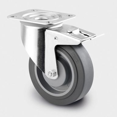 Koło TENTE z łożyskami kulkowymi, obrotowy z hamulcem, 100 mm