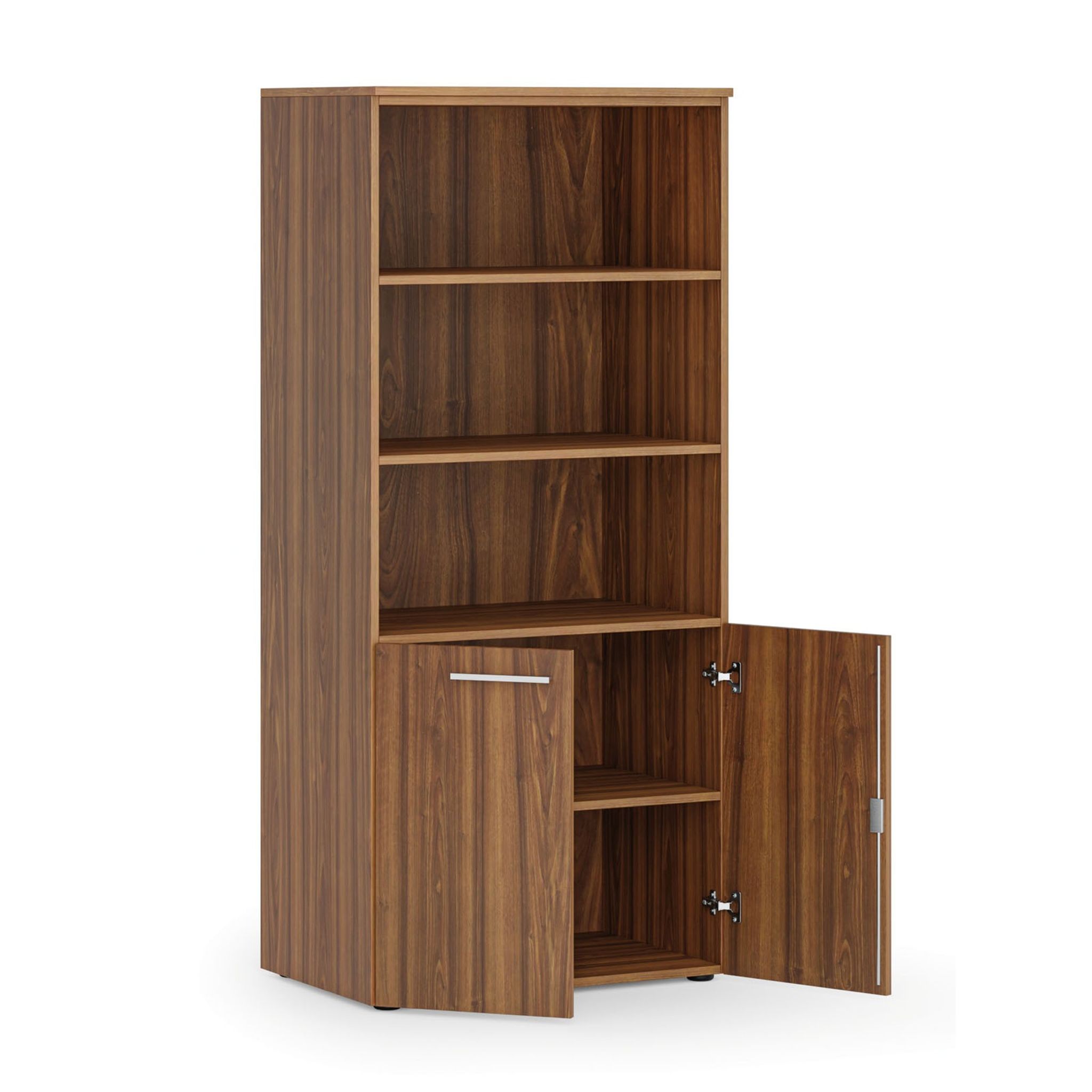 Kombi-Aktenschrank PRIMO WOOD, 800 x 500 x 1781 mm, Nussbaum