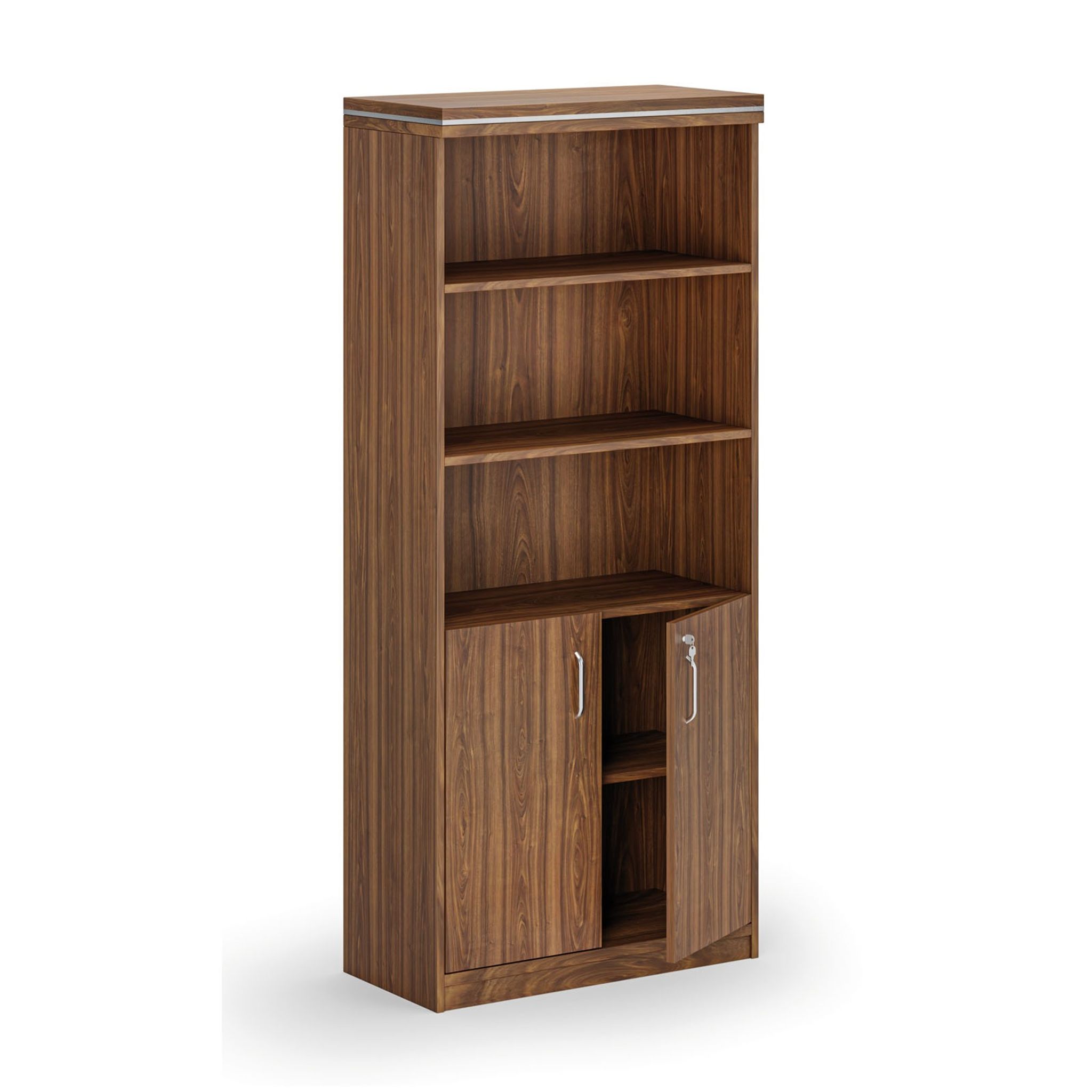 Kombi-Büroschrank ARRISTO LUX, 800 x 400 x 1836 mm, Nussbaum