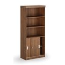 Kombi-Büroschrank ARRISTO LUX, Schiebetüren, 800 x 400 x 1836 mm, Nussbaum