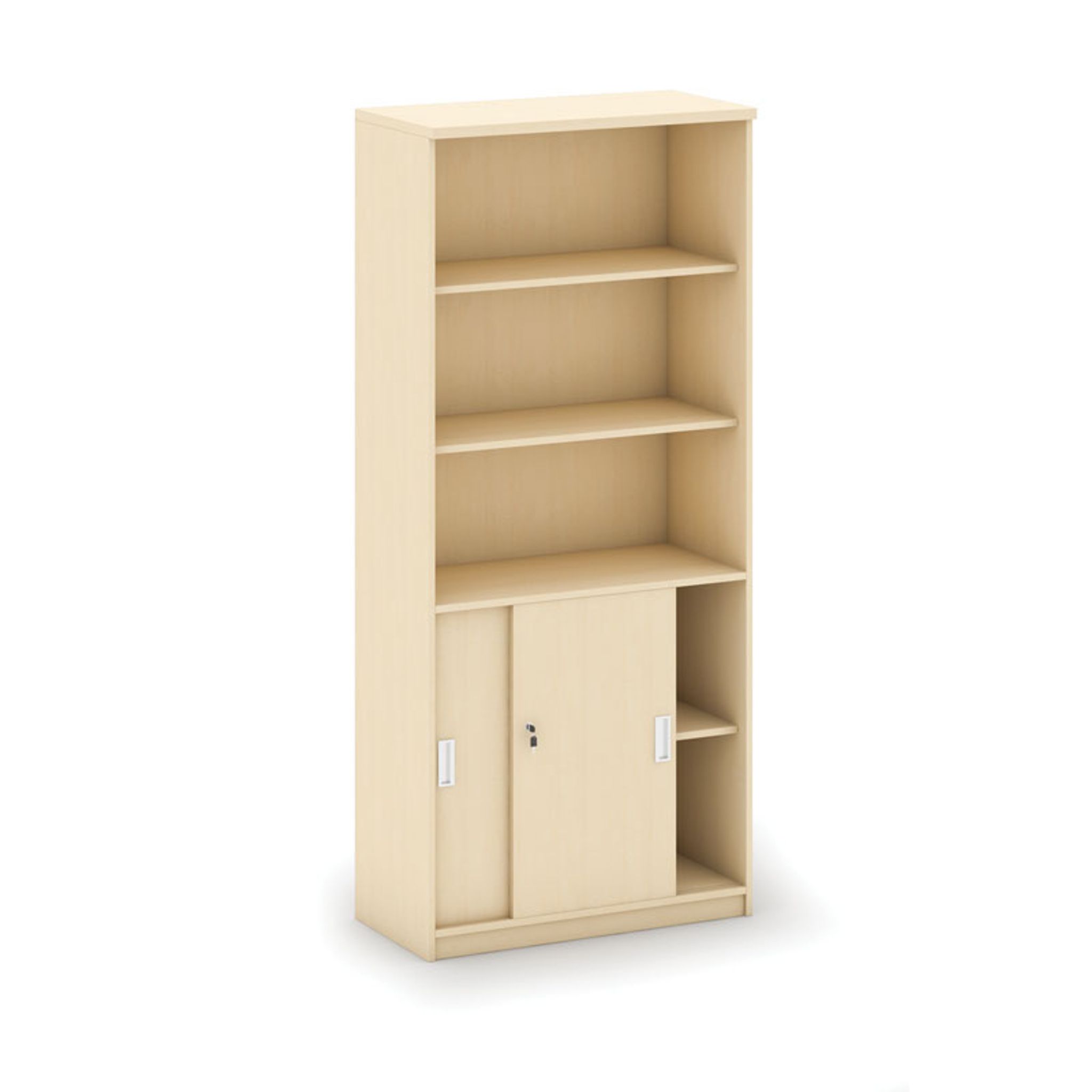 Kombi-Büroschrank MIRELLI A+, 800 x 400 x 1800 mm, Birke