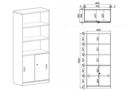 Kombi-Büroschrank MIRELLI A+, 800 x 400 x 1800 mm, Kirschbaum