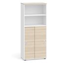 Kombi-Büroschrank PRIMO 2023, Schiebetür für 3 Ebenen, 1781 x 800 x 420 mm, weiß/Eiche natur