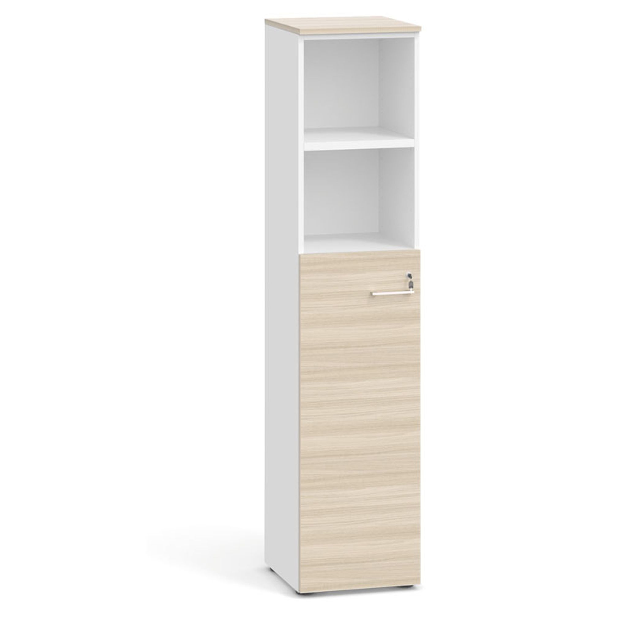 Kombi-Büroschrank PRIMO 2023, Tür für 3 Ebenen, 1781 x 400 x 420 mm, weiß/Eiche natur