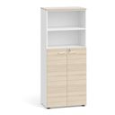 Kombi-Büroschrank PRIMO 2023, Tür für 3 Ebenen, 1781 x 800 x 420 mm, weiß/Eiche natur