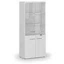 Kombi-Büroschrank PRIMO WHITE mit Holz- und Glastür, 800 x 420 x 1781 mm, weiß