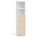 Kombinovaná kancelářská skříň PRIMO 2023, dveře na 3 patra, 1781 x 400 x 420 mm, bílá/dub přírodní