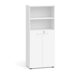 Kombinovaná kancelářská skříň PRIMO 2023, dveře na 3 patra, 800 x 420 x 1781 mm, bílá