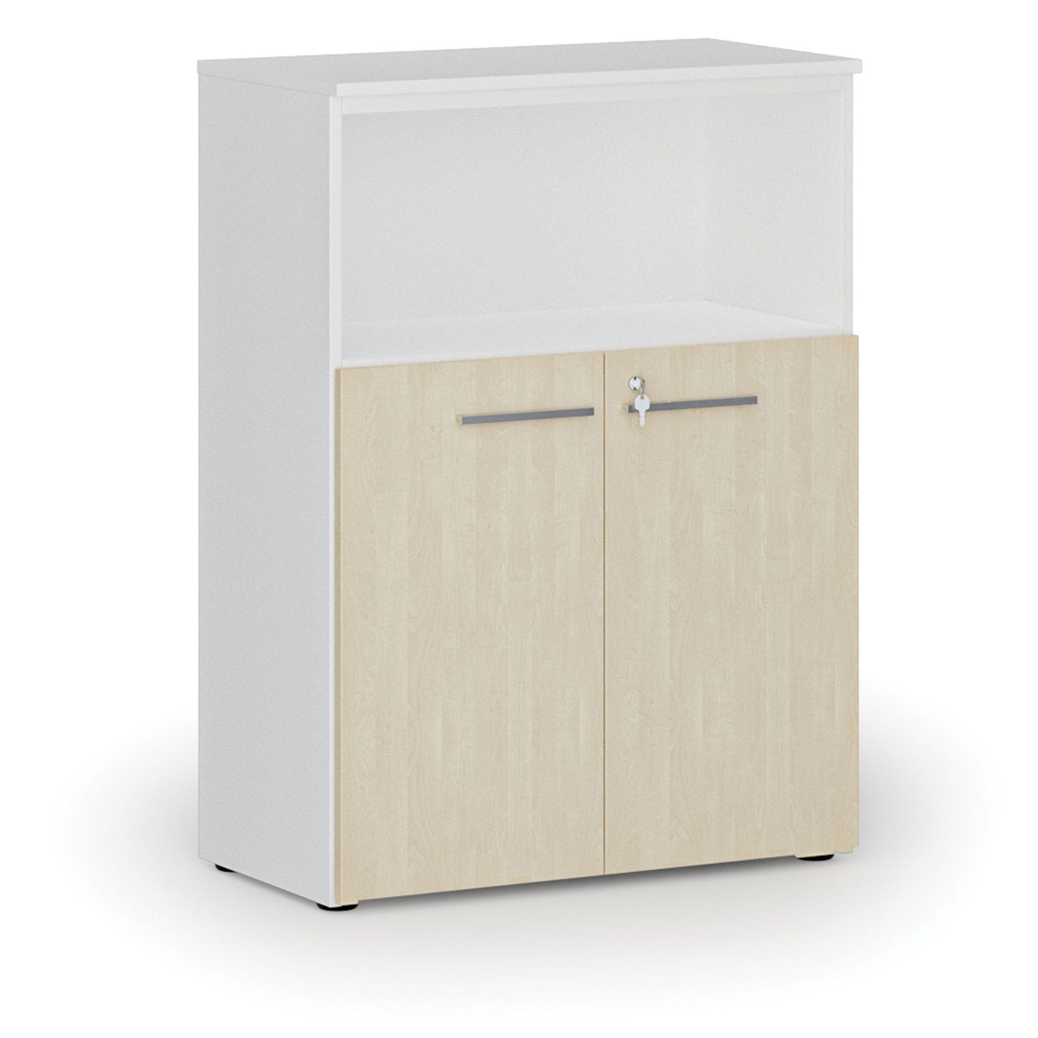 Kombinovaná kancelářská skříň PRIMO WHITE, 1087 x 800 x 420 mm