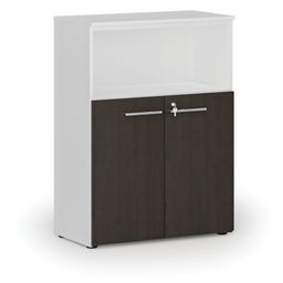 Kombinovaná kancelářská skříň PRIMO WHITE, 800 x 420 x 1087 mm, bílá/wenge