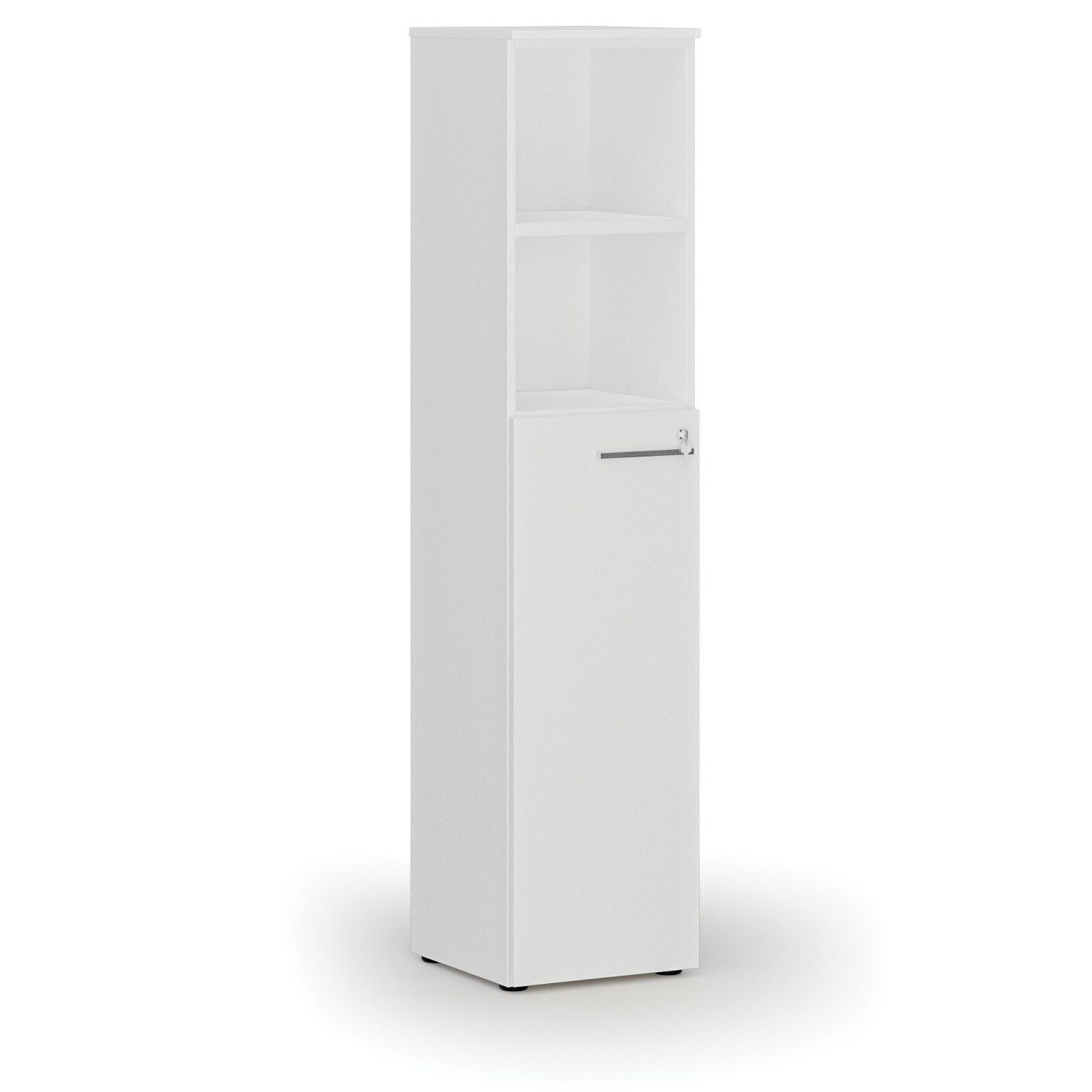 Kombinovaná kancelářská skříň PRIMO WHITE, dveře na 3 patra, 400 x 420 x 1781 mm, bílá