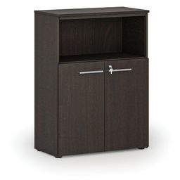 Kombinovaná kancelářská skříň PRIMO WOOD, 800 x 420 x 1087 mm, wenge