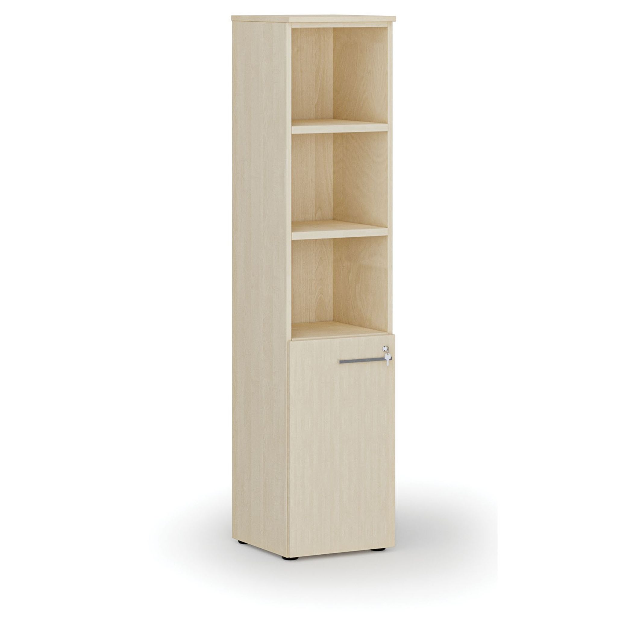 Kombinovaná kancelářská skříň PRIMO WOOD, dveře na 2 patra, 400 x 420 x 1781 mm