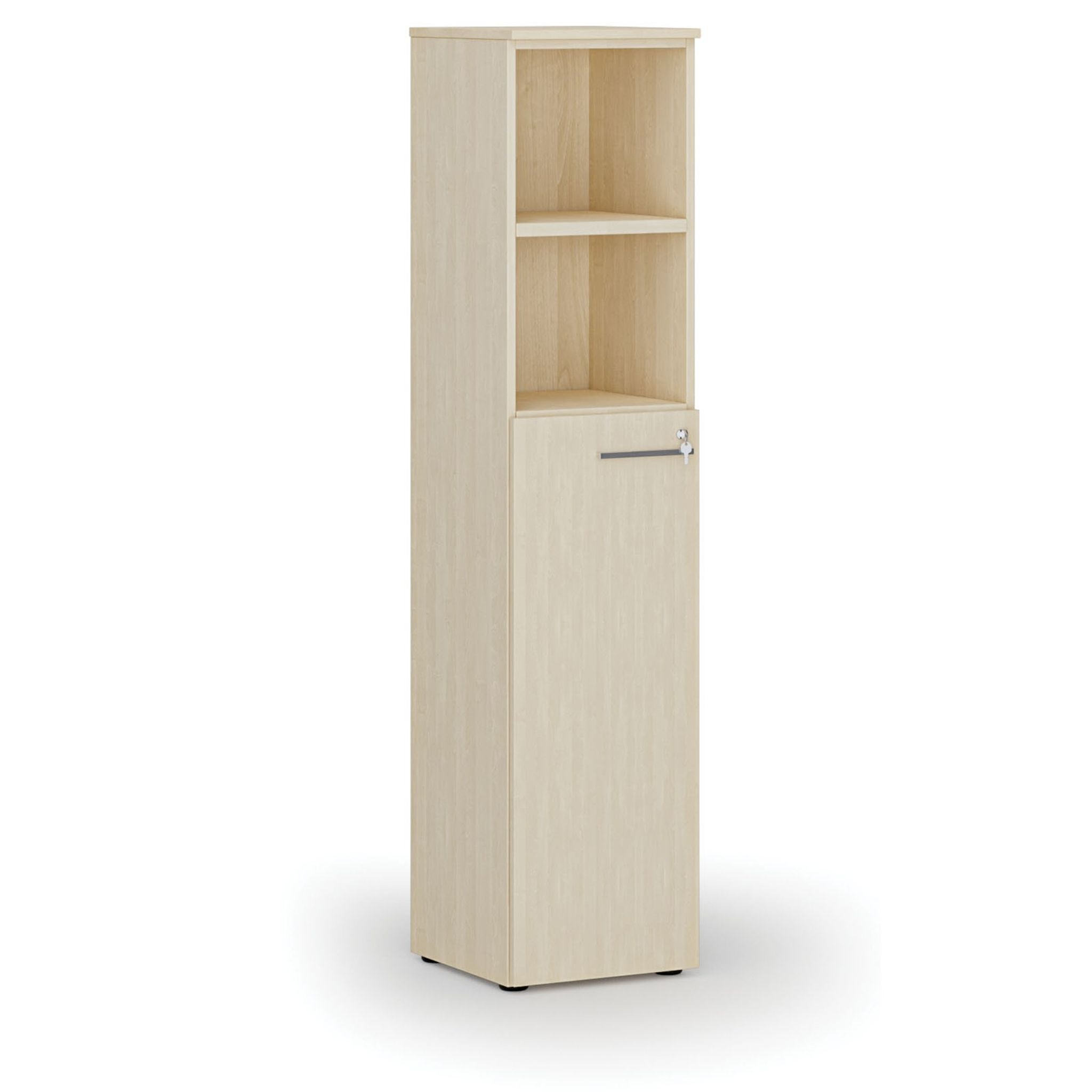 Kombinovaná kancelářská skříň PRIMO WOOD, dveře na 3 patra, 400 x 420 x 1781 mm, bříza