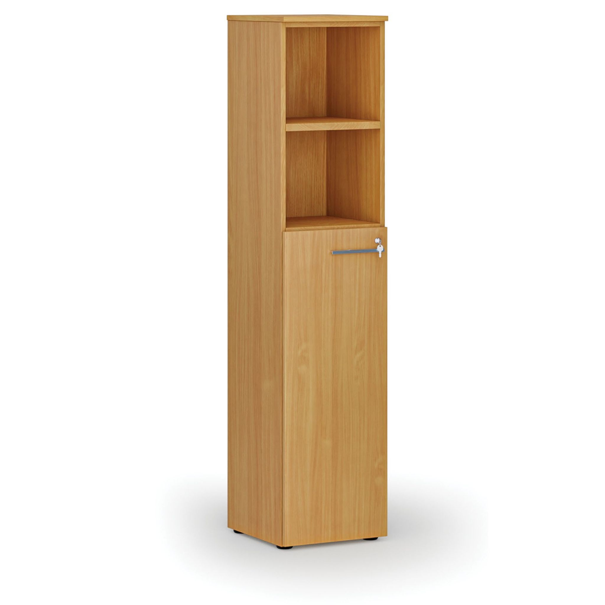 Kombinovaná kancelářská skříň PRIMO WOOD, dveře na 3 patra, 400 x 420 x 1781 mm, buk