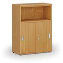 Kombinovaná kancelářská skříň se zásuvnými dveřmi PRIMO WOOD, 800 x 420 x 1087 mm, buk