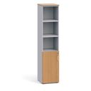 Kombinovaná kancelárska skriňa PRIMO 2023, dvere na 2 poschodia, 1781 x 400 x 420 mm, sivá / buk