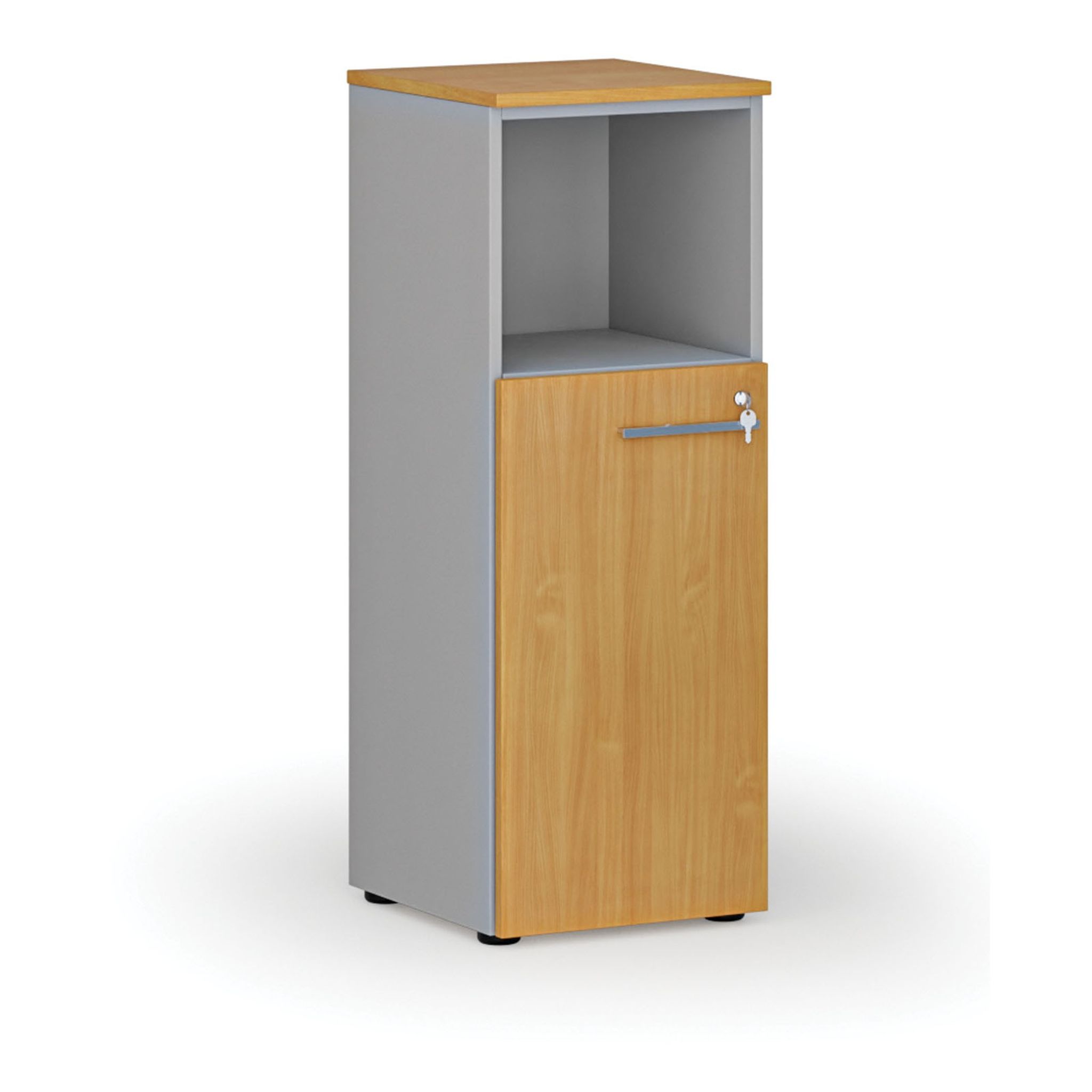 Kombinovaná kancelárska skriňa PRIMO GRAY, 400 x 420 x 1087 mm, sivá/buk