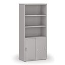 Kombinovaná kancelárska skriňa PRIMO GRAY, zasúvacie dvere na 2 poschodia, 800 x 420 x 1781 mm, sivá