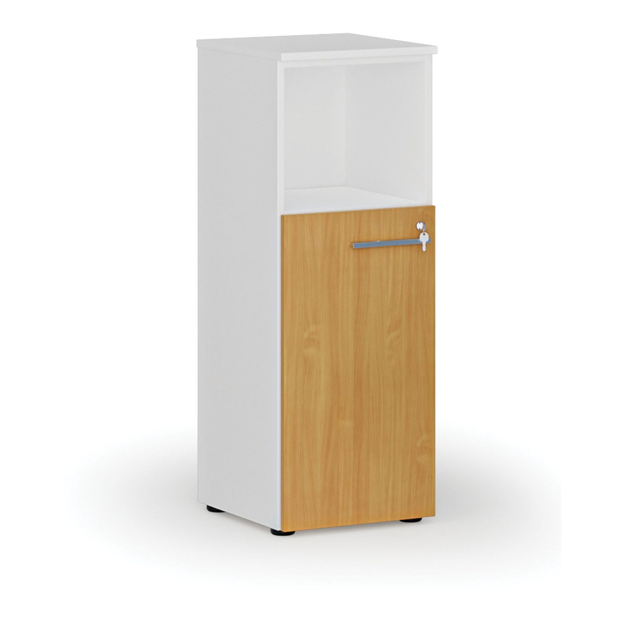 Kombinovaná kancelárska skriňa PRIMO WHITE, 400 x 420 x 1087 mm, biela/buk