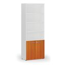 Kombinovaná kancelárska skriňa PRIMO WHITE, dvere na 2 poschodia, 2128 x 800 x 420 mm, biela/čerešňa