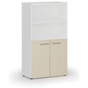 Kombinovaná kancelárska skriňa PRIMO WHITE, dvere na 2 poschodia, 800 x 420 x 1434 mm, biela/breza