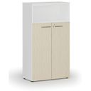 Kombinovaná kancelárska skriňa PRIMO WHITE, dvere na 3 poschodia, 1434 x 800 x 420 mm, biela/breza