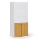 Kombinovaná kancelárska skriňa PRIMO WHITE, nízke dvere, 800 x 500 x 1781 mm, biela/buk
