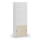 Kombinovaná kancelárska skriňa PRIMO WHITE, zasúvacie dvere na 2 poschodia, 2128 x 800 x 420 mm, biela/breza