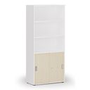 Kombinovaná kancelárska skriňa PRIMO WHITE, zasúvacie dvere na 2 poschodia, 800 x 420 x 1781 mm, biela/breza