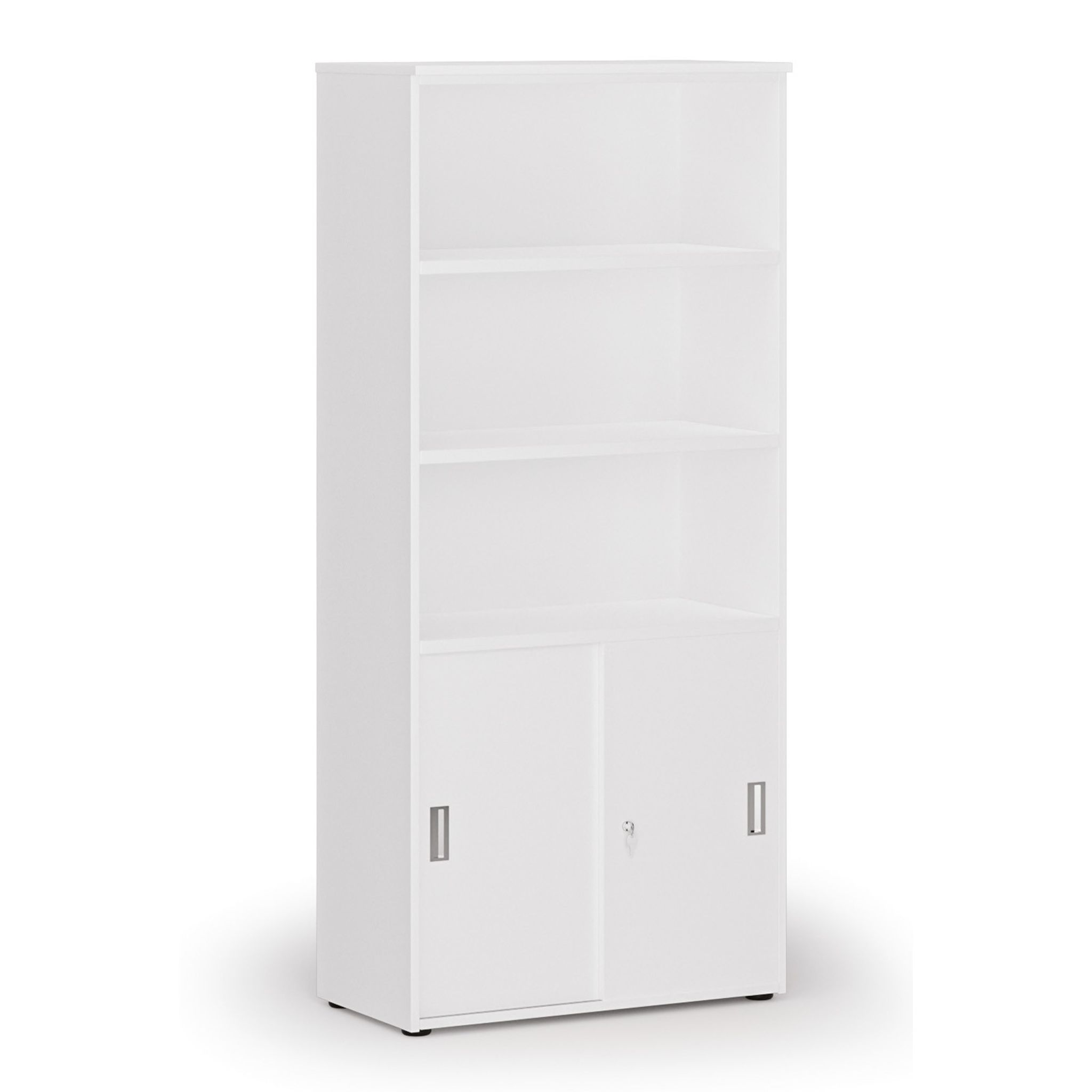 Kombinovaná kancelárska skriňa PRIMO WHITE, zasúvacie dvere na 2 poschodia, 800 x 420 x 1781 mm, biela