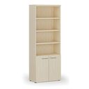 Kombinovaná kancelárska skriňa PRIMO WOOD, dvere na 2 poschodia, 2128 x 800 x 420 mm, breza