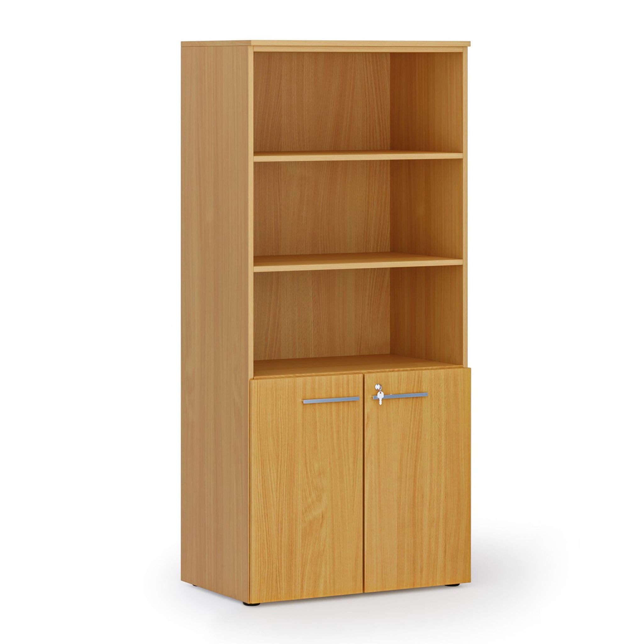 Kombinovaná kancelárska skriňa PRIMO WOOD, nízke dvere, 800 x 500 x 1781 mm, buk