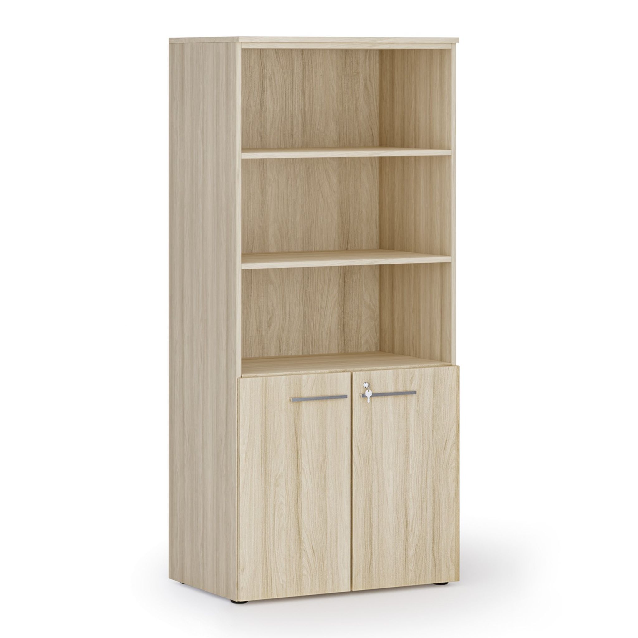Kombinovaná kancelárska skriňa PRIMO WOOD, nízke dvere, 800 x 500 x 1781 mm, dub prírodný