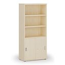 Kombinovaná kancelárska skriňa PRIMO WOOD, zasúvacie dvere na 2 poschodia, 800 x 420 x 1781 mm, breza