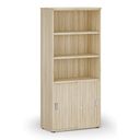 Kombinovaná kancelárska skriňa PRIMO WOOD, zasúvacie dvere na 2 poschodia, 800 x 420 x 1781 mm, dub prírodný