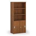 Kombinovaná kancelárska skriňa PRIMO WOOD, zasúvacie dvere na 2 poschodia, 800 x 420 x 1781 mm, orech