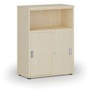 Kombinovaná kancelárska skriňa so zásuvnými dverami PRIMO WOOD, 800 x 420 x 1087 mm, breza