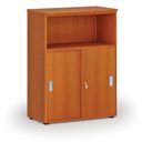 Kombinovaná kancelárska skriňa so zásuvnými dverami PRIMO WOOD, 800 x 420 x 1087 mm, čerešňa